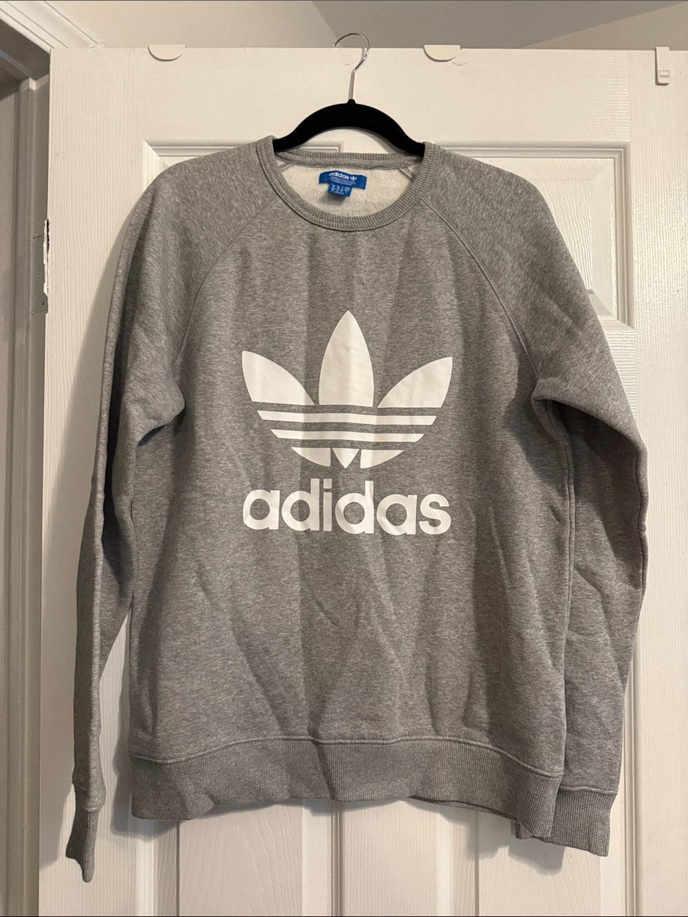 adidas Gray Crewneck Sweatshirt with White Trefoil Logo